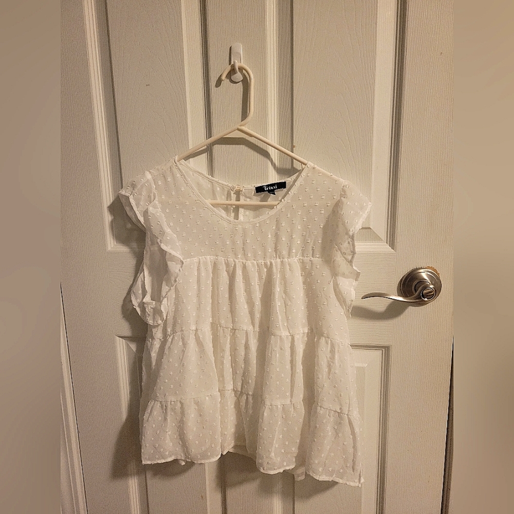 HANNAH TIERED CLIP DOT BLOUSE